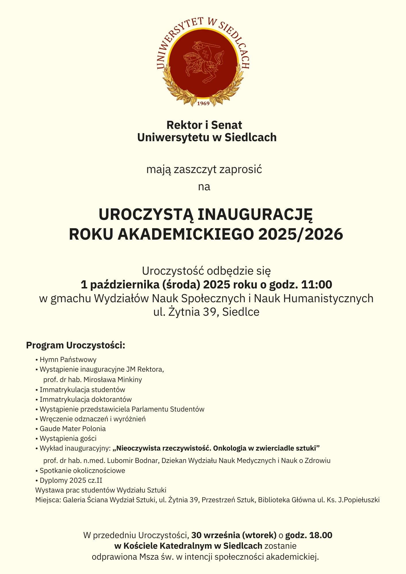 UwS Inauguracja Plakat
